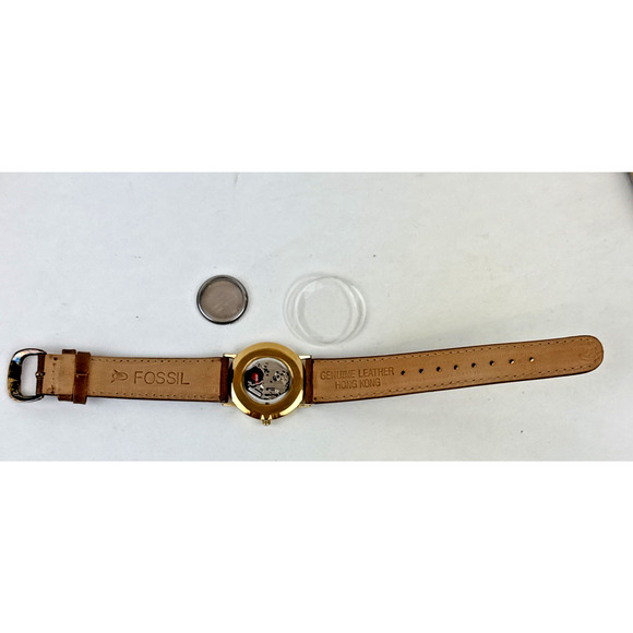Vintage Fossil Leather Band Watch PARTS Only includes Horse rider tin Repairs - Picture 4 of 14